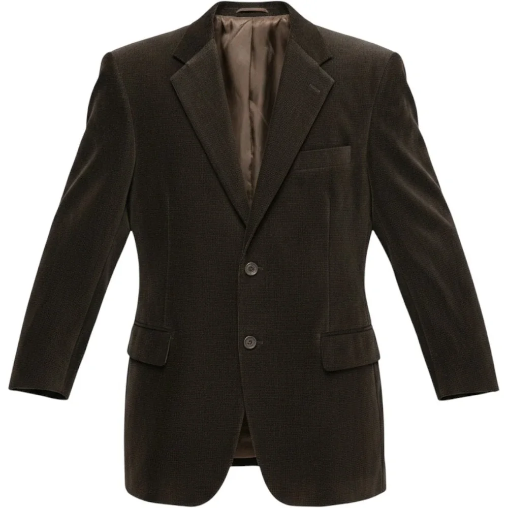 Jones New York Mens 42R Blazer Brown Velour Cotton 2-Button Sport Coat JNY